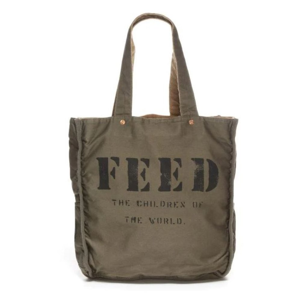 BNWT FEED 1 Bag A Artisan Reversible Green and Burlap
